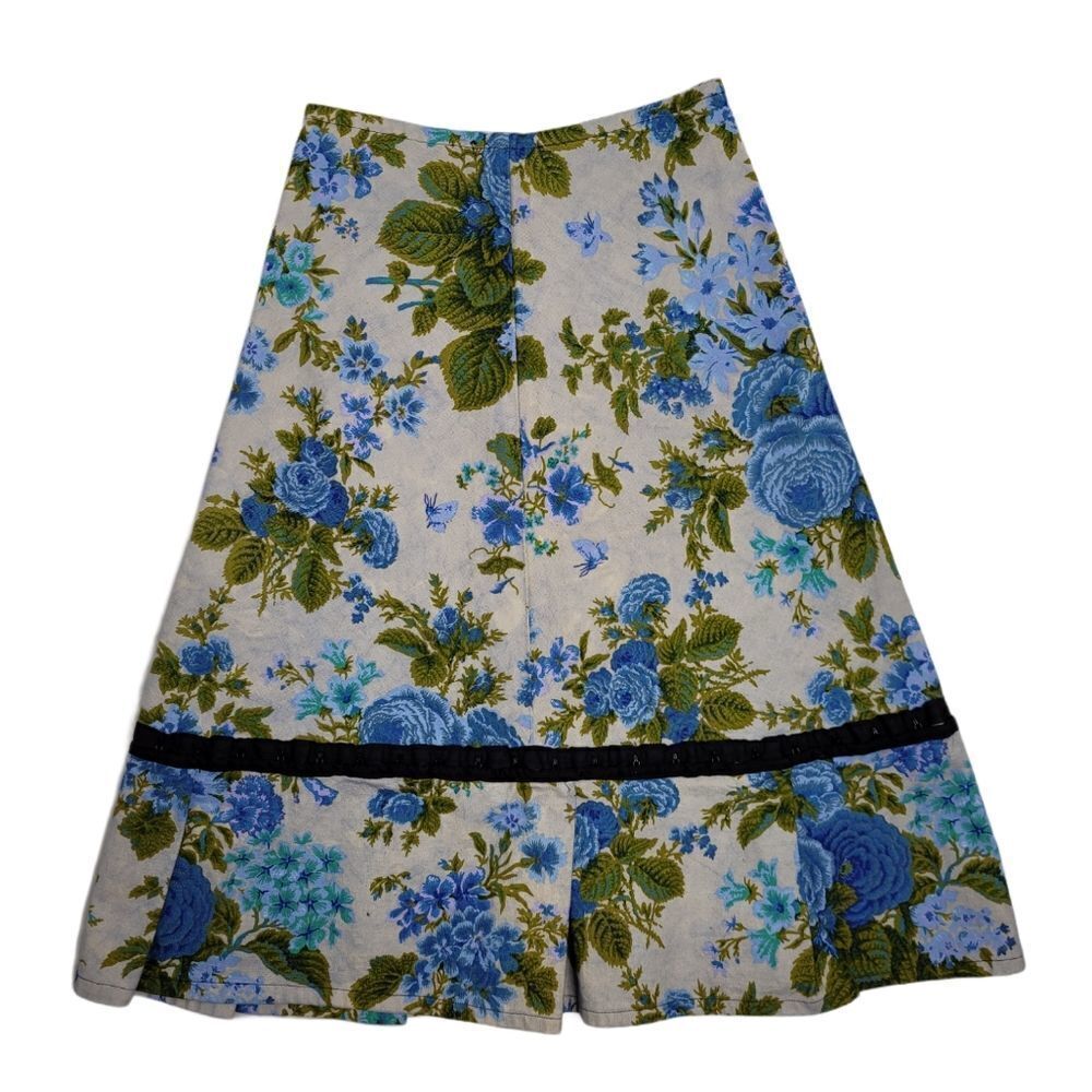 ABANDON SHIP skirt textured tapestry floral rose midi XS‎